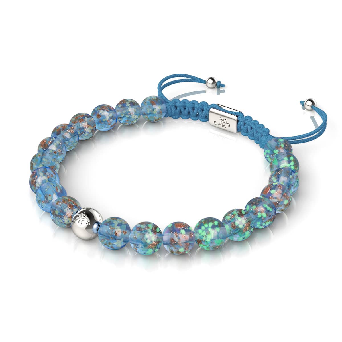 Indigo | Argent | Bracelet macramé verre luciole